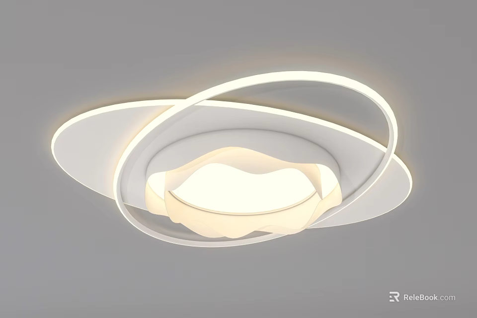 Modern Circular Ring Design Ceiling Light with Soft Illuminated Center Contemporary Home Lighting Fixture 3d model 