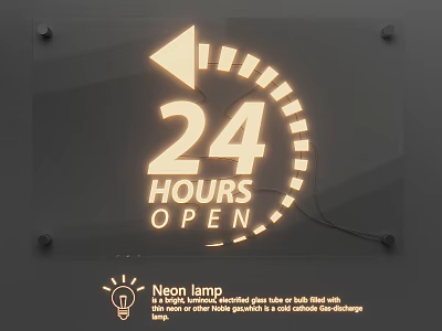 Neon Lamp Combination For 24 Hours Open Business With Illuminated Design 3d model