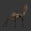 Scary Hairy Spider Like Monster Creature With Multiple Legs And Orange Back Spots