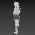 Anime Girl With Black Hair And Red Eyes Wearing School Uniform White Cardigan Red Bow