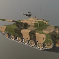 Military Armored Tank Featuring Camouflage Design Long Cannon Tracks And Star Emblem
