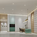 Modern Hospital Outpatient Department Interior With Wall Lockers Reception Desk And Lighting