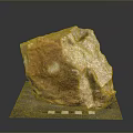Natural Raw Stone Specimen On Display Base With Measuring Scale And Brown White Texture
