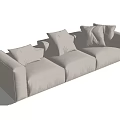 Modern three-seat sofa cream multiplayer sofa 3d model