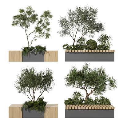 Modern outdoor chair potted plant 3d model Modern outdoor chair potted plant 3d model