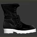 Stylish Black Leather High Top Boots With White Soles And Lace Up Design