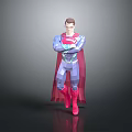 3D Model of Superman With Blue Costume Red Cape and Arms Crossed Pose