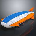 Blue White And Orange Space Aerostat With Solar Panel Streamlined Structure For Space Exploration 3d model