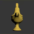 Golden Aladdin Magic Lamp With Decorative Carvings Shiny Surface On Black Background