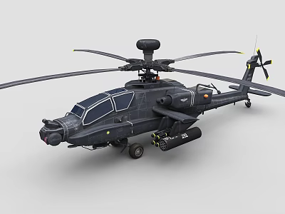 Industrial Black Military Helicopter Featuring Rotors Weapons System And Cockpit Design 3d model