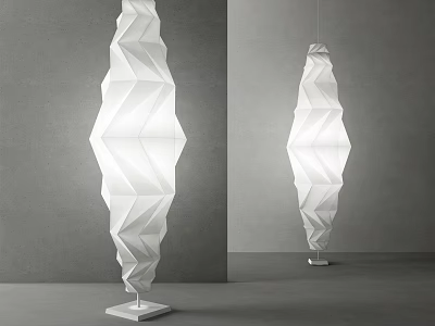 Modern Geometric White Floor Lamp In Minimalist Grey Interior Room Design 3d model