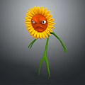 Anthropomorphic Sunflower Character Featuring Angry Face Green Stem Arms And Legs
