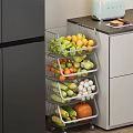 Fresh Fruits in Multi layer Metal Basket for Kitchen Storage Organization