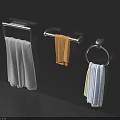 Bathroom Wall Mounted Towel Rack With White Yellow And Blue White Striped Towels