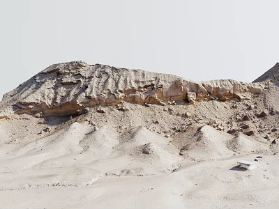 Stunning Desert Landscape With Eroded Rocky Hills And Sandy Dunes Under Clear Sky 3d model