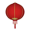Traditional Red Lantern with Golden Accents and Hanging Tassels for Festive Decorations
