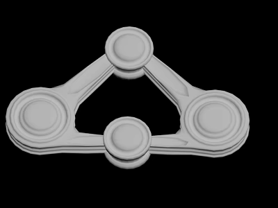 3D Rendered Triangular Mechanical Structure With Circular Components And Connected Arms 3d model