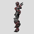 Futuristic Sci Fi Mech Character With Gray Red Armor And Mechanical Design