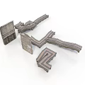 Stone Scene Components Including Wall Segments Road Pieces And Bridge Parts With Various Shapes