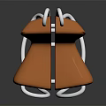 Modern Unique Single Chair With Orange Seat Maroon Backrest And Curved Metal Legs