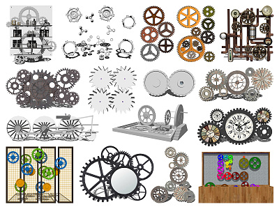 Industrial LOFT gear sculpture sketch mechanical gear 3d model