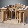 Ancient Classical Temple Model With Tall Columns Stone Steps And Carved Details 3d model