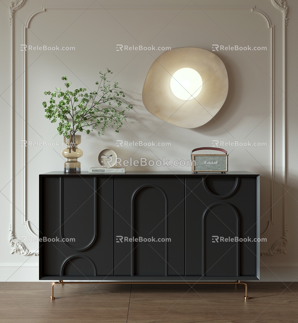 French Sideboard Side Cabinet Shoe Cabinet Art Wall Lamp Dining Cabinet 3d model