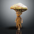 Fantasy Character With Bark Textured Body And Mushroom Shaped Head Design