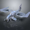 Smart Silver Flying Machine With Two Large Rotors And Futuristic Design 3d model
