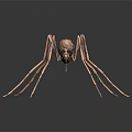 3D Rendered Flying Mosquito With Slender Legs Transparent Wings And Red Abdomen On Dark Background