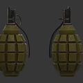 Two Yellow Cube Patterned Grenades With Metal Fuses And Pull Rings