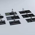 Various Black Kitchen Sinks With Faucets And Different Bowl Designs 3d model