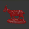 Artistic Goat Sculpture With Intricate Patterned Surface And Stone Base Design 3d model