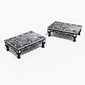 Two Decorative Coffee Tables With Intricate Patterns And Black Legs 3d model