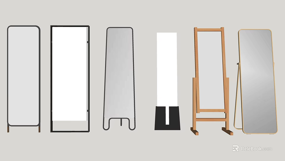 Diverse Modern Mirrors Featuring Different Stand Frames And Design Styles 3d model 