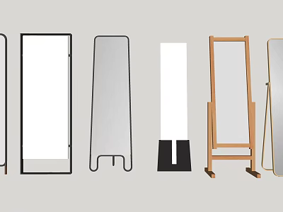 Diverse Modern Mirrors Featuring Different Stand Frames And Design Styles 3d model