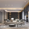 Modern Dining and Living Room Interior With Decorative Partition Sofa and Recessed Lighting