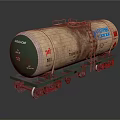 Rusty Railroad Tank Car With 101 Franco International Cylindrical Tank And Green Wheels