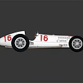 Vintage Single Seater Race Car With Number 16 White Body And Classic Design