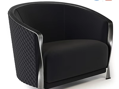 Modern Black Leisure Chair With Quilted Stitching And Metal Frame Design 3d model