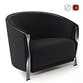 Modern Black Leisure Chair With Quilted Stitching And Metal Frame Design