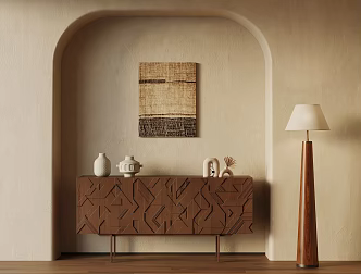 Mid-ancient style porch cabinet floor lamp decorative painting 3d model