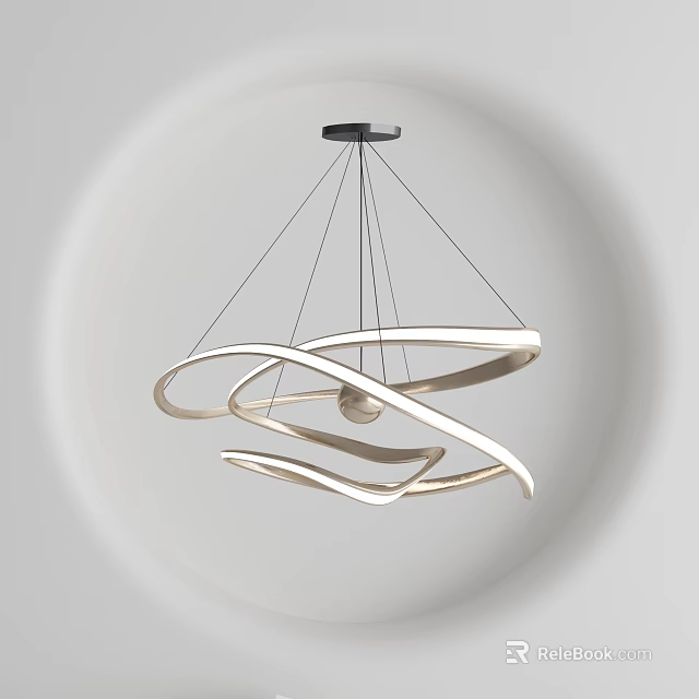 Modern Curved Ring Chandelier With LED Light For Contemporary Home Interior 3d model 