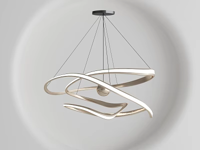 Modern Curved Ring Chandelier With LED Light For Contemporary Home Interior 3d model