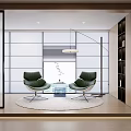 Modern Green Leather Accent Chairs In Living Room With Round Rug And Arc Floor Lamp