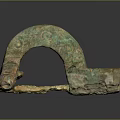 Ancient Bronze Carving Featuring Curved Shape Ornate Patterns And Patina Surface 3d model