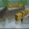 Road Safety Facilities Including Yellow Barricade Blocks Concrete Structures And Traffic Control Devices 3d model