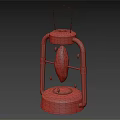 Vintage Metal Lantern With Handle And Glowing Blue Light Decorative Design