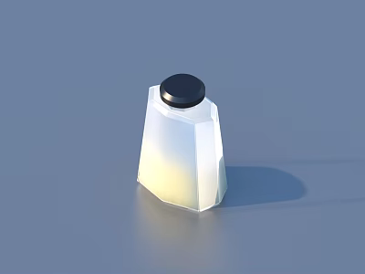 Transparent Geometric Glass Bottle With Black Lid For Home Use 3d model