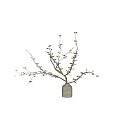 Minimalist Floral Decoration with White Vase Branches and Small Leaves